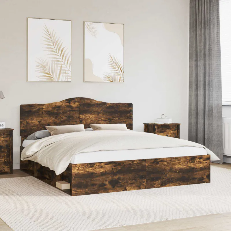 Lovos rėmas Rūkyta ąžuolas 200 x 200 cm Kietos pušies mediena