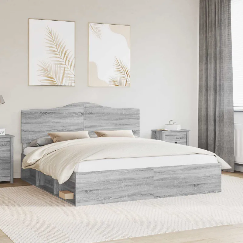 Lovos rėmas Pilkas Sonoma 200 x 200 cm Kietos pušies mediena