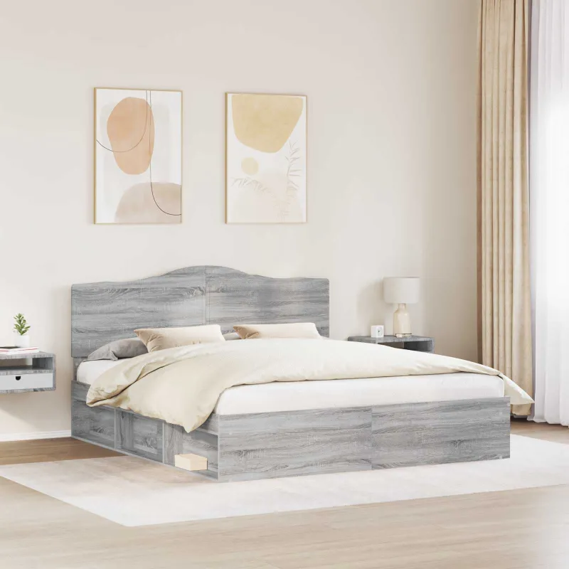 Lovos rėmas Pilkas Sonoma 200 x 200 cm Kietos pušies mediena