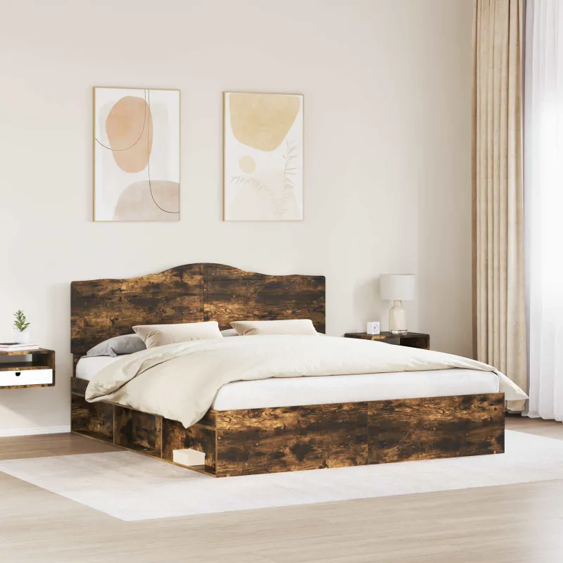 Lovos rėmas Rūkyta ąžuolas 180 x 200 cm Kietos pušies mediena