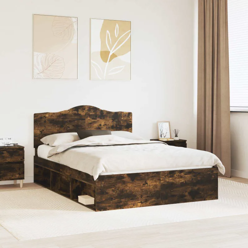 Lovos rėmas Rūkyta ąžuolas 160 x 200 cm Kietos pušies mediena