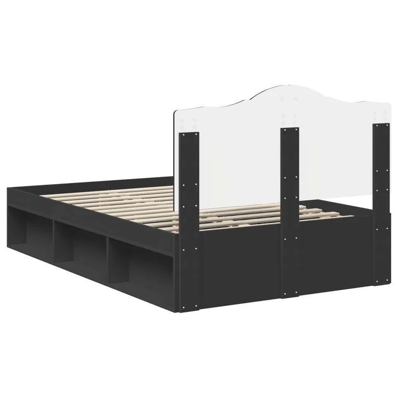 Lovos rėmas Juoda 135 x 190 cm Kietos pušies mediena