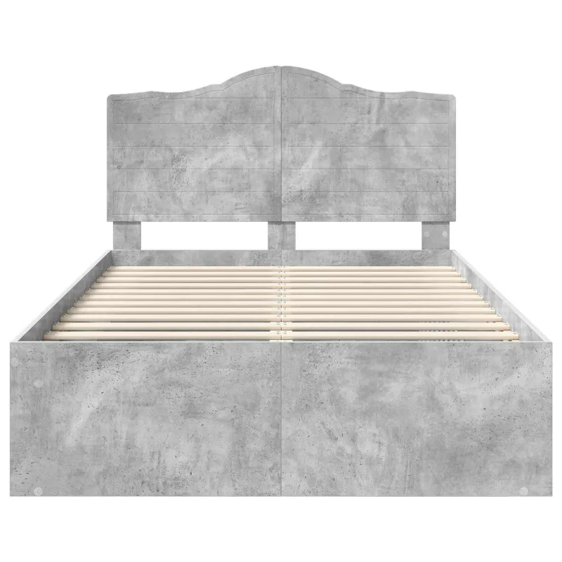 Lovos rėmas Betono pilka 135 x 190 cm Kietos pušies mediena