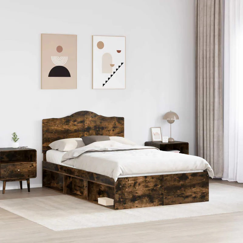 Lovos rėmas Rūkyta ąžuolas 135 x 190 cm Kietos pušies mediena