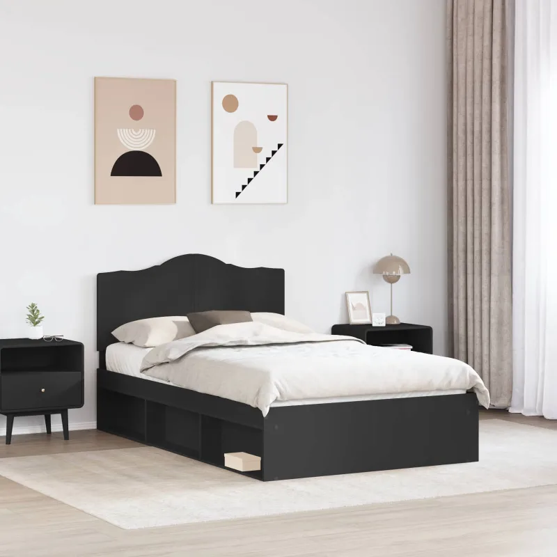 Lovos rėmas Juoda 120 x 200 cm Kietos pušies mediena
