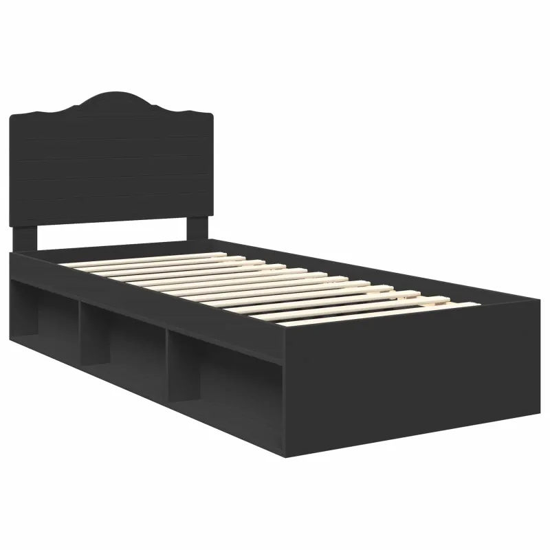 Lovos rėmas Juoda 90 x 200 cm Kietos pušies mediena