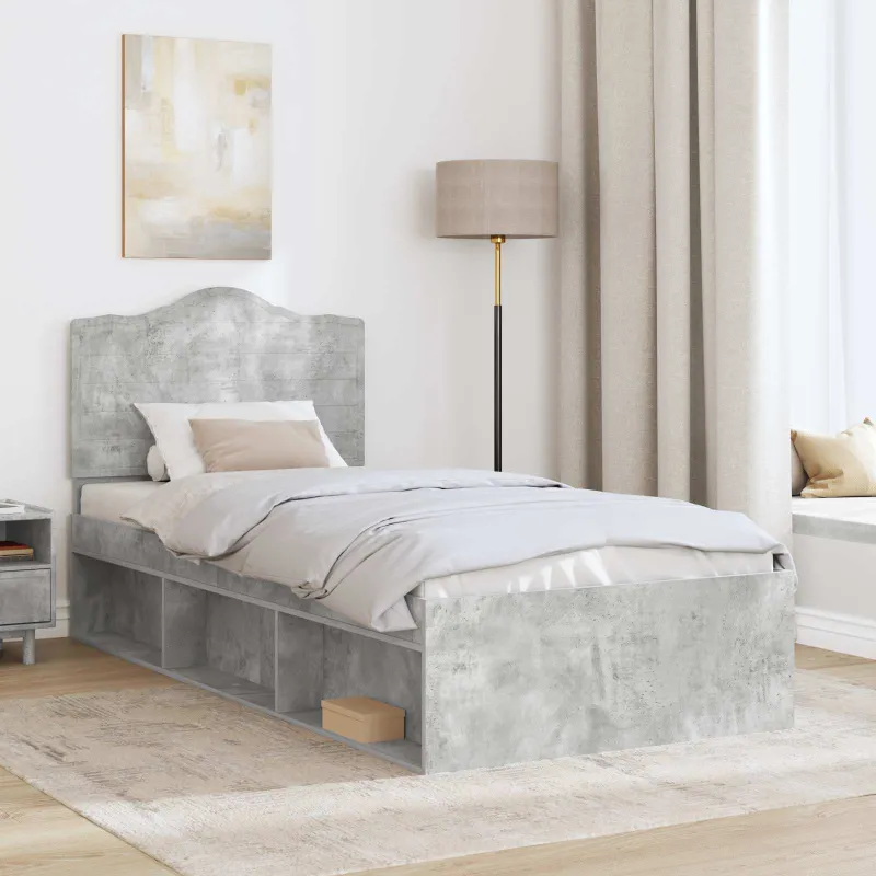 Lovos rėmas Betoninė 90 x 200 cm Kietos pušies mediena