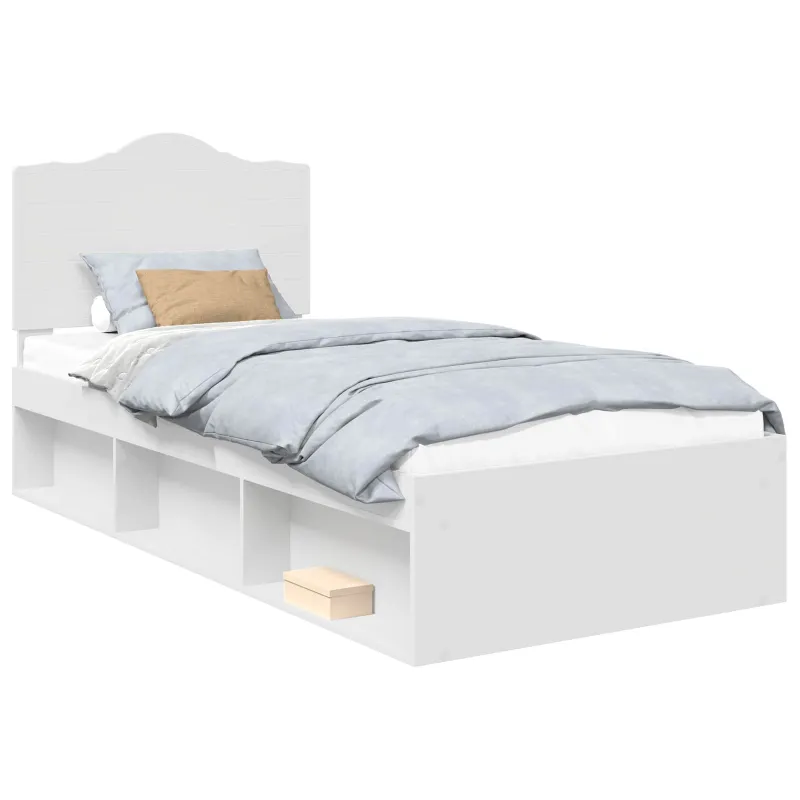 Lovos rėmas Balta 90 x 190 cm Kietos pušies mediena