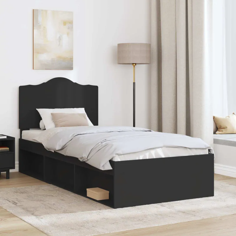 Lovos rėmas Juoda 90 x 190 cm Kietos pušies mediena