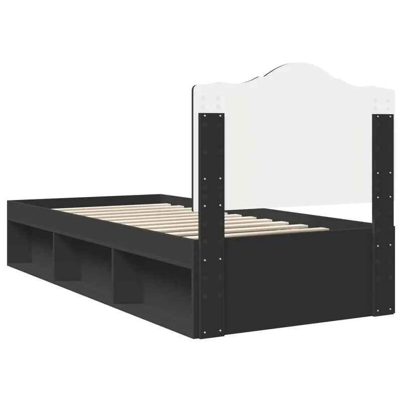 Lovos rėmas Juoda 90 x 190 cm Kietos pušies mediena