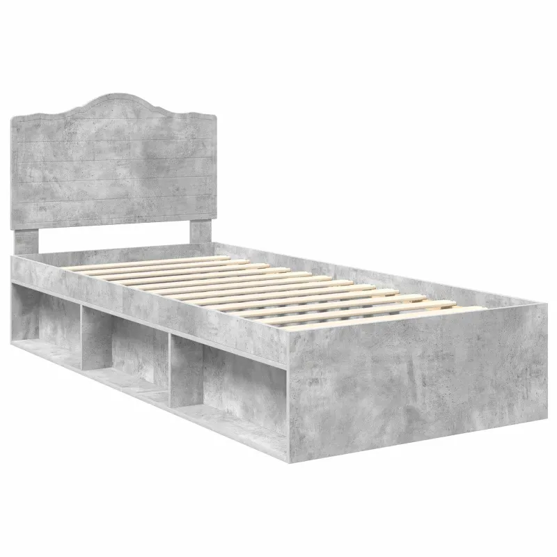 Lovos rėmas Betono pilka 90 x 190 cm Kietos pušies mediena