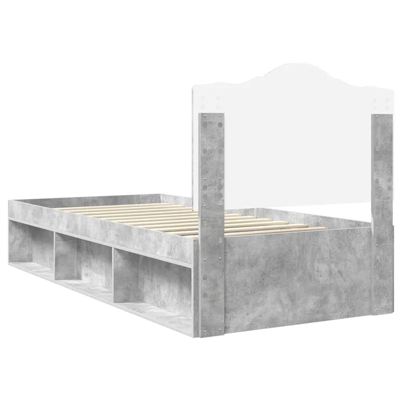 Lovos rėmas Betono pilka 90 x 190 cm Kietos pušies mediena