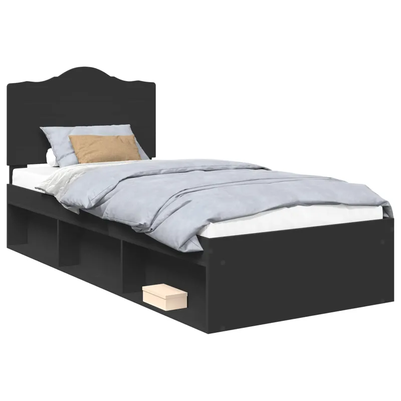 Lovos rėmas Juoda 75 x 190 cm Kietos pušies mediena