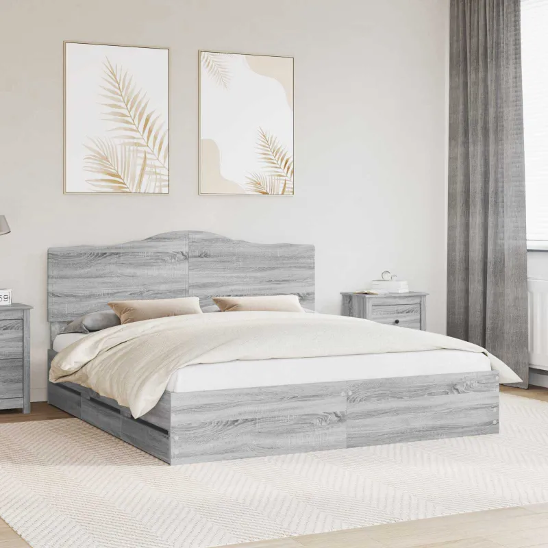 Lovos rėmas Pilka sonoma ąžuolo 180 x 200 cm Inžinerinė mediena