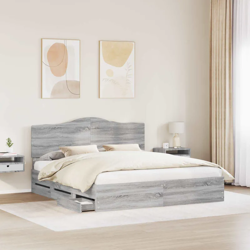 Lovos rėmas Pilka sonoma ąžuolo 180 x 200 cm Inžinerinė mediena
