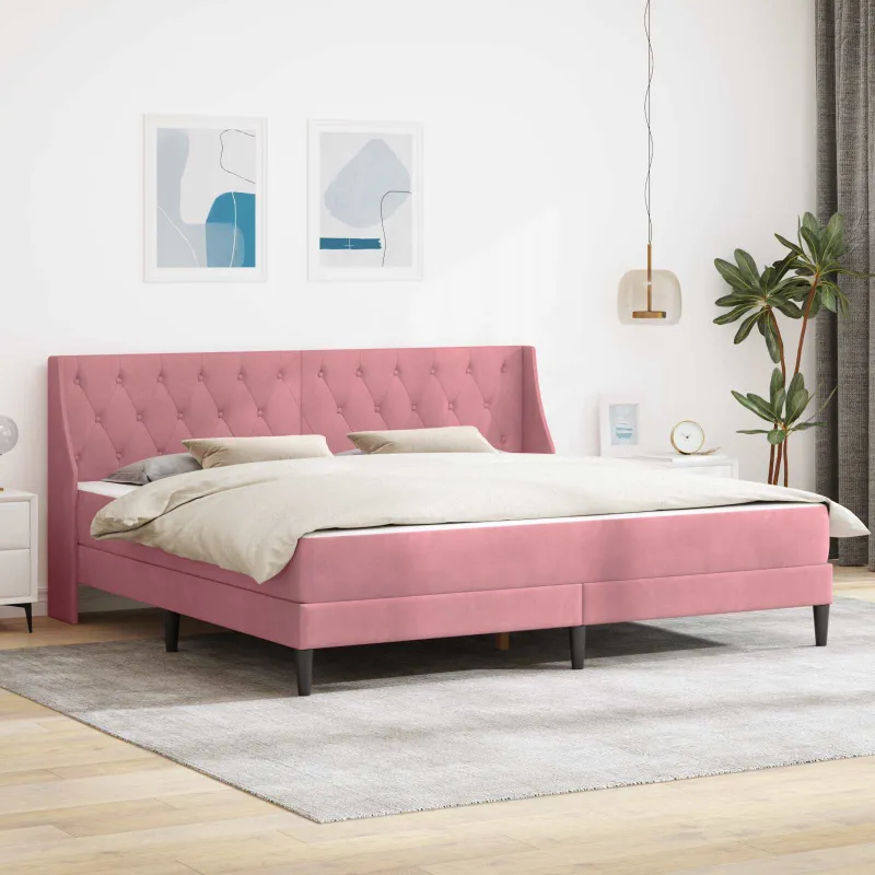 Lovos rėmas su čiužiniu su čiužiniu Rožinė 200 x 200 cm Aksomas