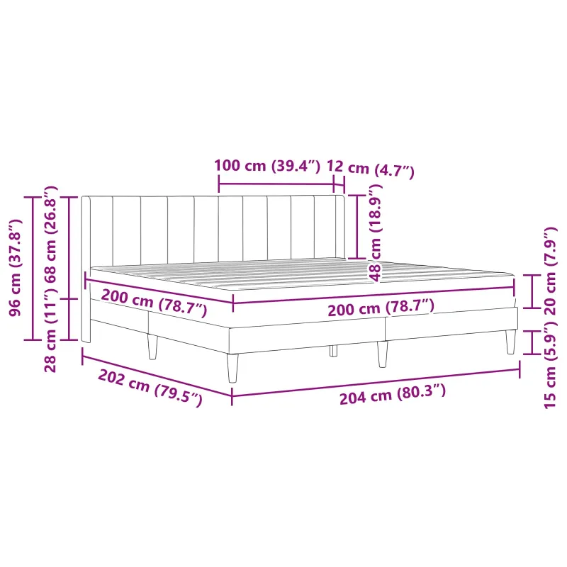Lovos rėmas su čiužiniu Šviesiai pilka 200 x 200 cm Aksomas