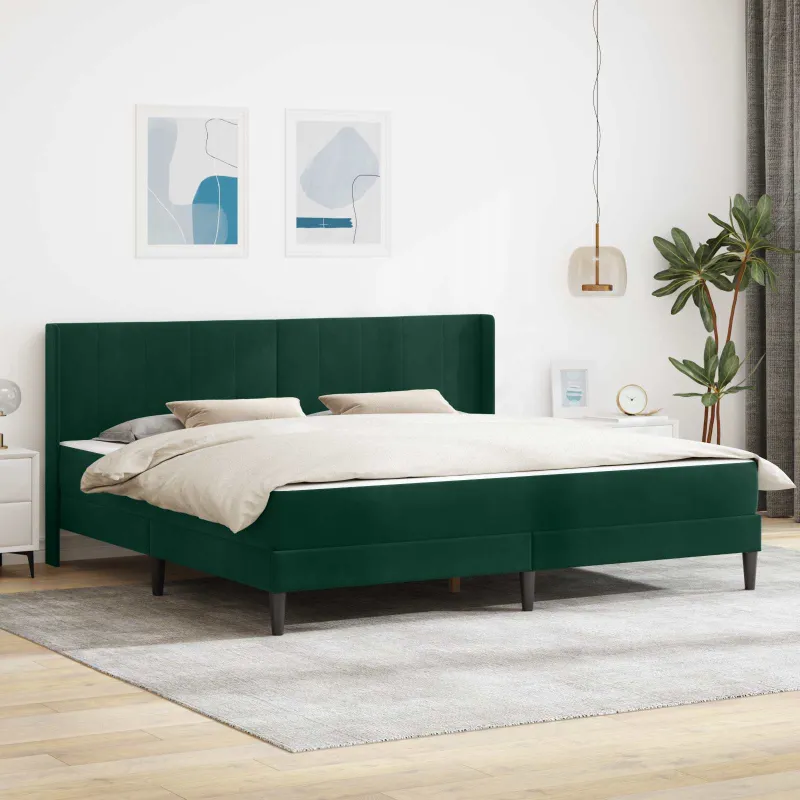 Lovos rėmas su čiužiniu Tamsiai žalia 200 x 200 cm Aksomas