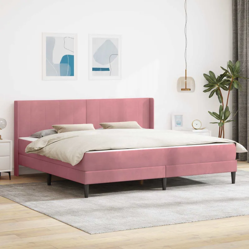 Lovos rėmas su čiužiniu Rožinė 200 x 200 cm Aksomas