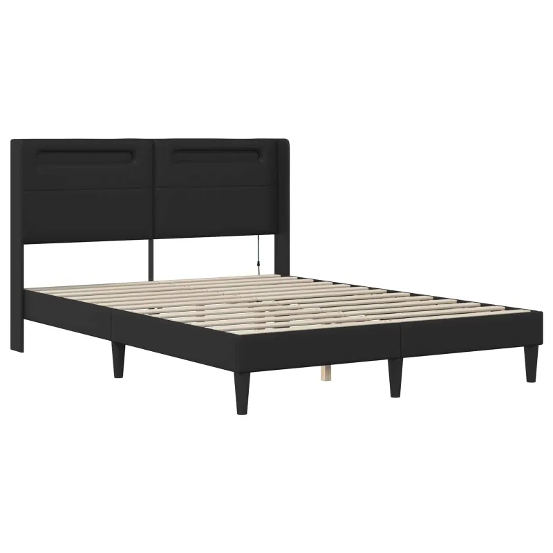 Lovos rėmas su čiužiniu Juoda 120 x 200 cm Dirbtinė oda