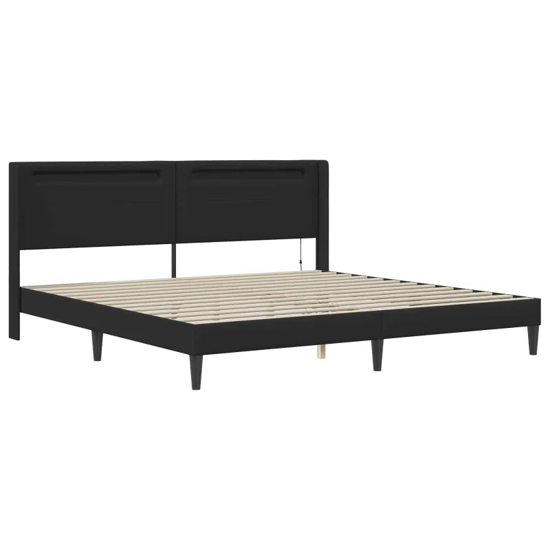 Lovos rėmas su čiužiniu Juoda 200 x 200 cm Dirbtinė oda