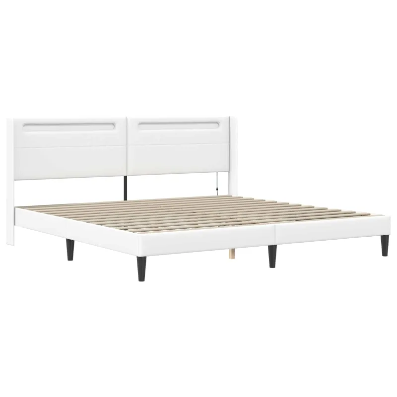 Lovos rėmas su čiužiniu Balta 200 x 200 cm Dirbtinė oda