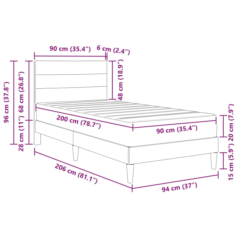 Lovos rėmas Mėlyna 90 x 200 cm Poliesteris
