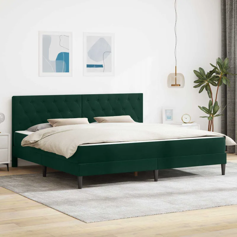 Lovos rėmas su čiužiniu Tamsiai žalia 200 x 200 cm Aksomas