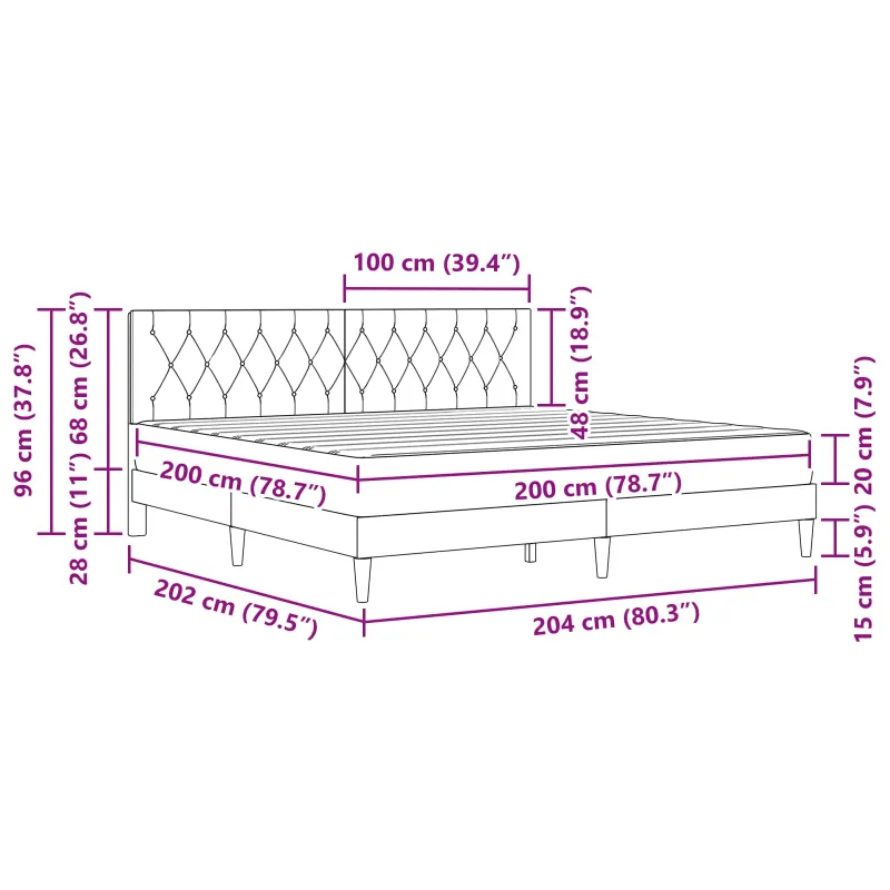 Lovos rėmas su čiužiniu Mėlyna 200 x 200 cm Aksomas