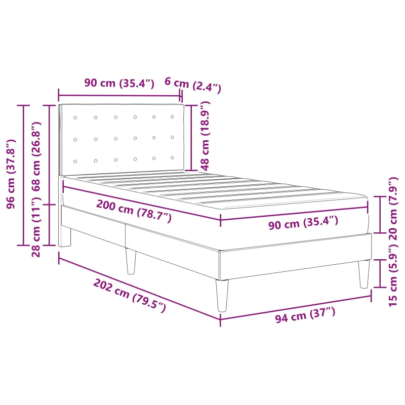 Lovos rėmas su čiužiniu Mėlyna 90 x 200 cm audinys