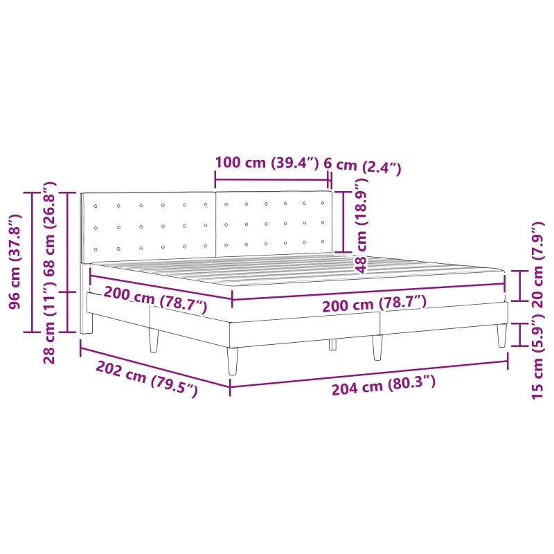 Lovos rėmas su čiužiniu Tamsiai pilka 200 x 200 cm audinys