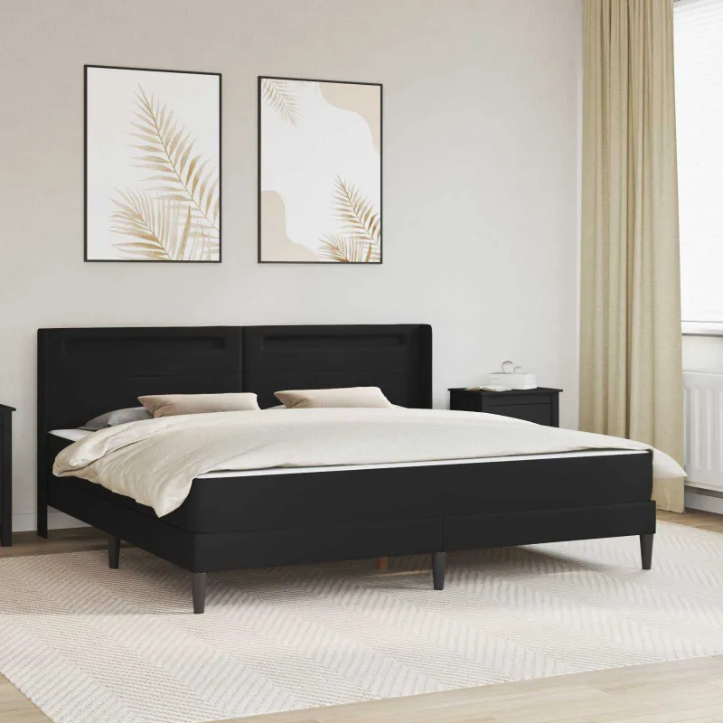 Lovos rėmas su čiužiniu Juodas 180 x 200 cm Dirbtinė oda