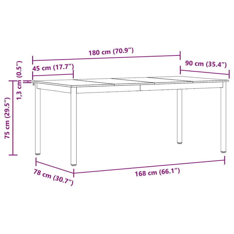 Valgomieji stalai 2 pcs 180 x 90 x 75 cm Apdirbta mediena