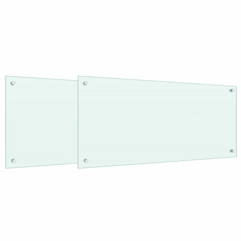 Virtuvės atbraila 2 pcs Balta 90 x 40 cm grūdintas stiklas