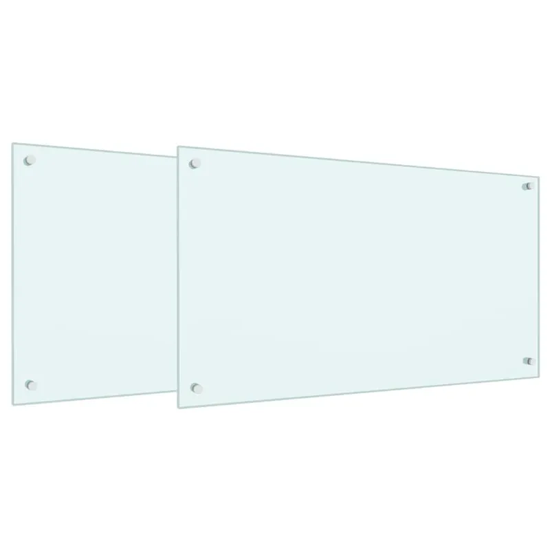 Virtuvės atbraila 2 pcs Balta 90 x 50 cm grūdintas stiklas
