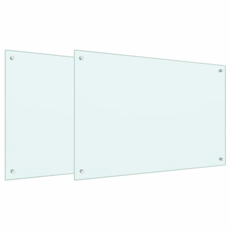 Virtuvės atbraila 2 pcs Balta 90 x 60 cm grūdintas stiklas