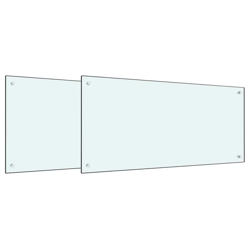 Virtuvės atbraila 2 pcs Balta 100 x 50 cm grūdintas stiklas