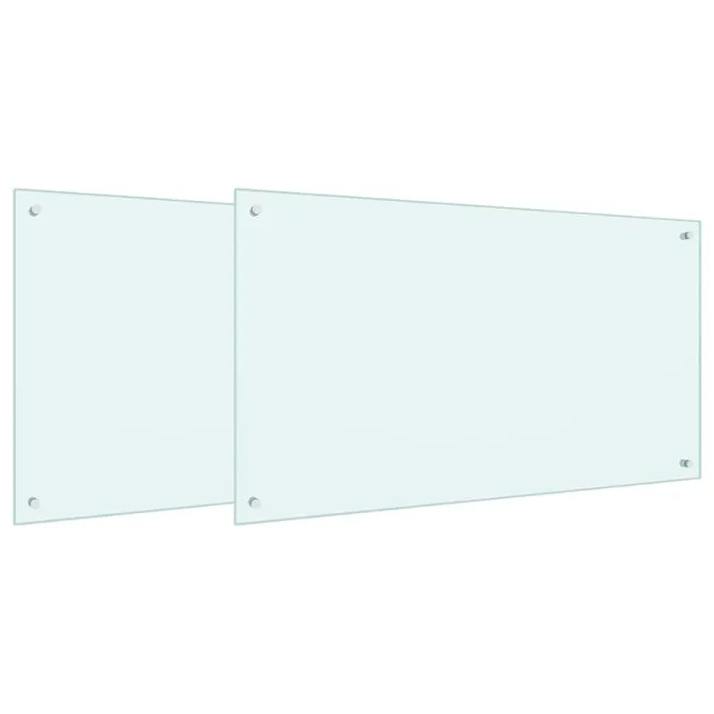 Virtuvės atbraila 2 pcs Balta 100 x 60 cm grūdintas stiklas