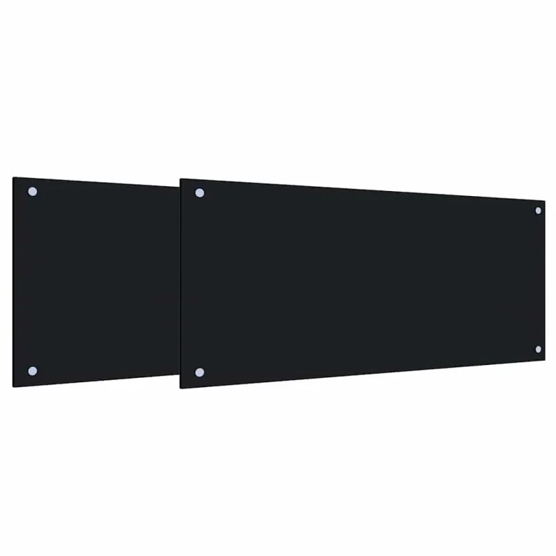 Virtuvės atbraila 2 pcs Juoda 90 x 40 cm grūdintas stiklas