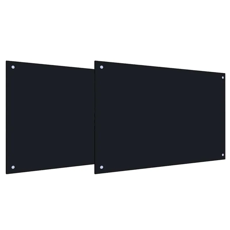 Virtuvės atbraila 2 pcs Juoda 90 x 50 cm grūdintas stiklas