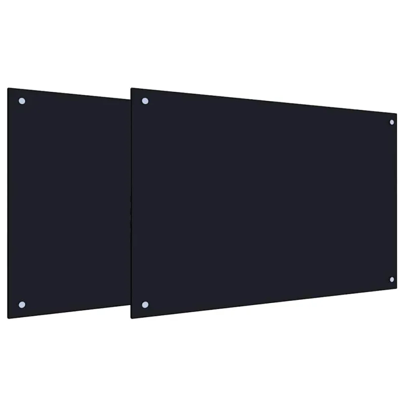 Virtuvės atbraila 2 pcs Juoda 90 x 60 cm grūdintas stiklas