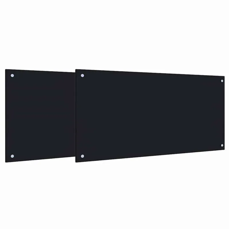 Virtuvės atbraila 2 pcs Juoda 100 x 50 cm grūdintas stiklas