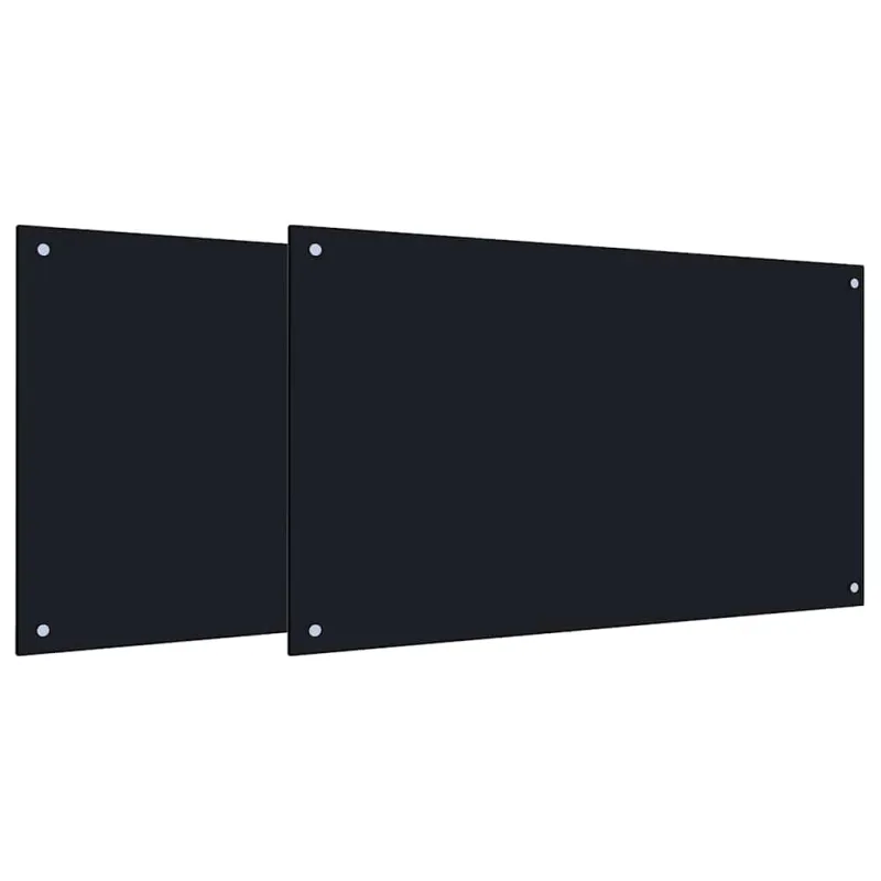 Virtuvės atbraila 2 pcs Juoda 100 x 60 cm grūdintas stiklas