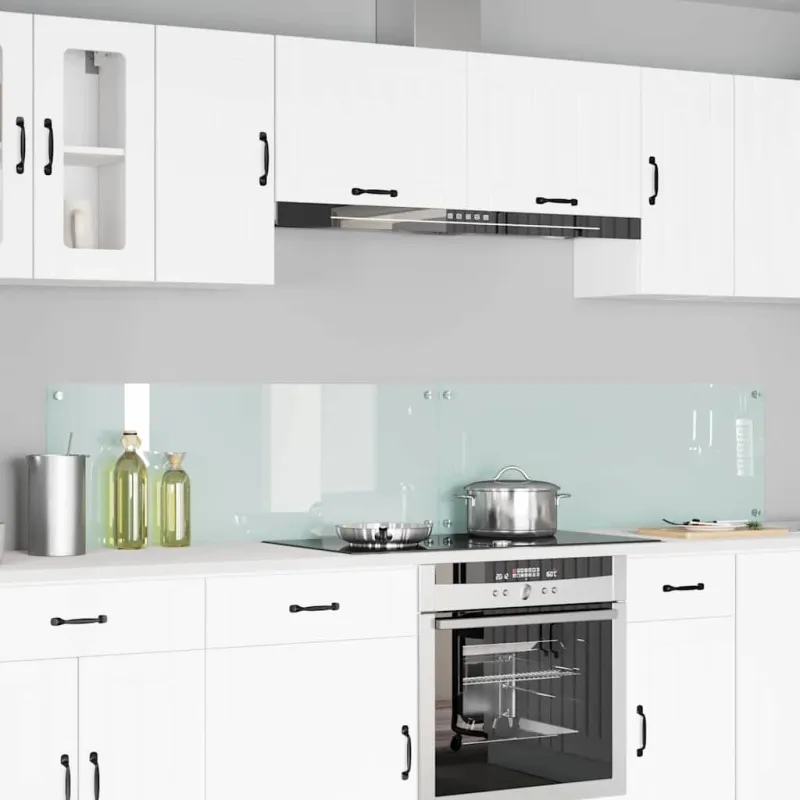 Virtuvės atbraila 2 pcs Balta 110 x 40 cm grūdintas stiklas