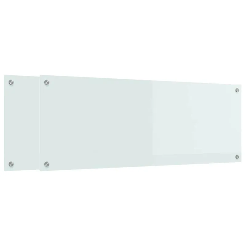 Virtuvės atbraila 2 pcs Balta 110 x 40 cm grūdintas stiklas
