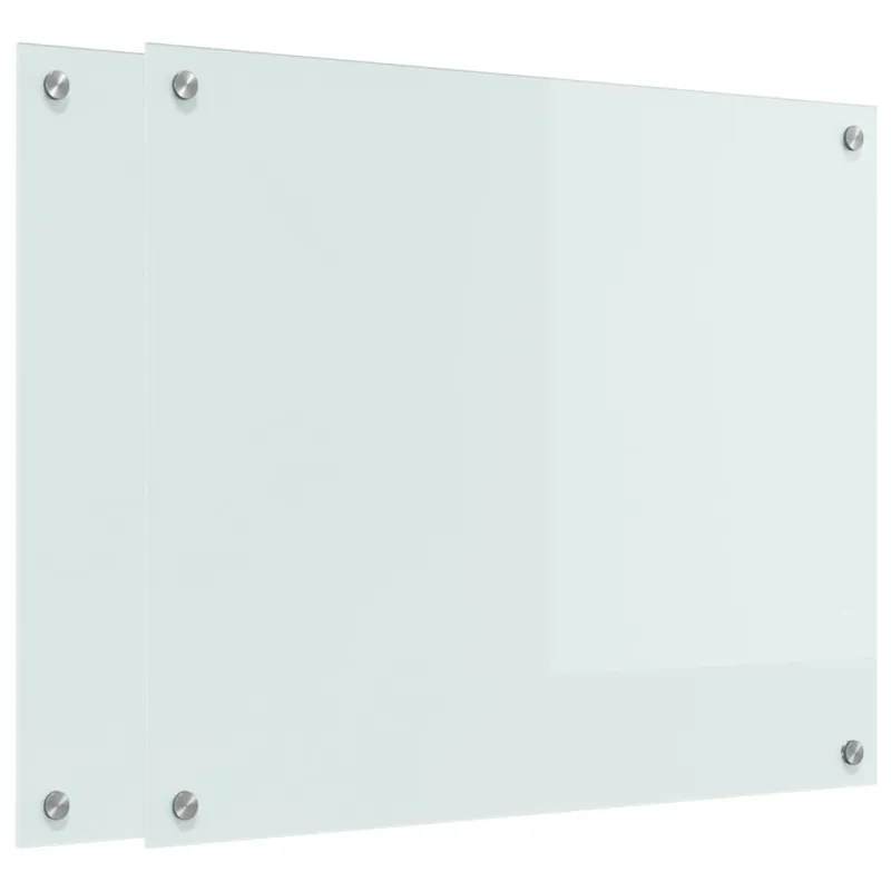Virtuvės atbraila 2 pcs Balta 70 x 60 cm grūdintas stiklas