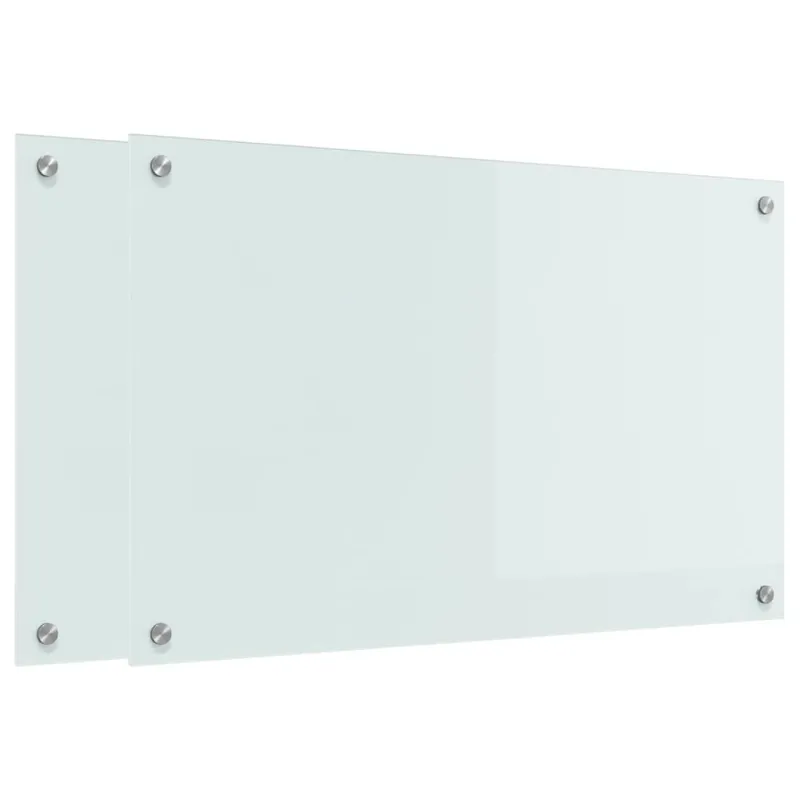 Virtuvės atbraila 2 pcs Balta 80 x 50 cm grūdintas stiklas