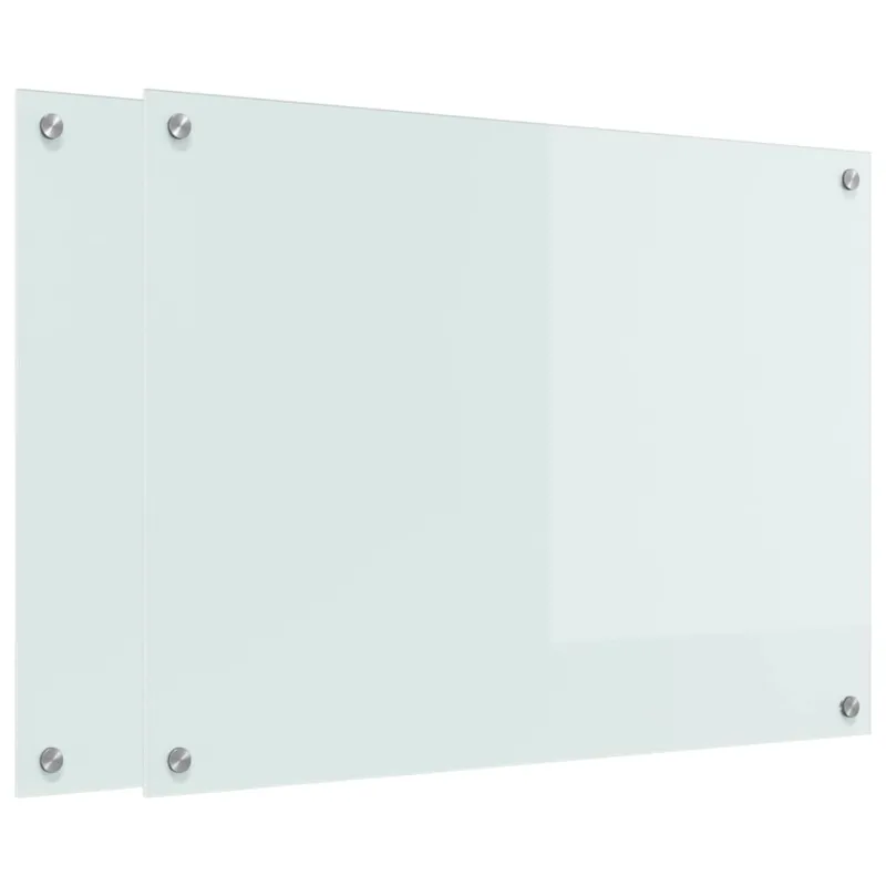 Virtuvės atbraila 2 pcs Balta 80 x 60 cm grūdintas stiklas