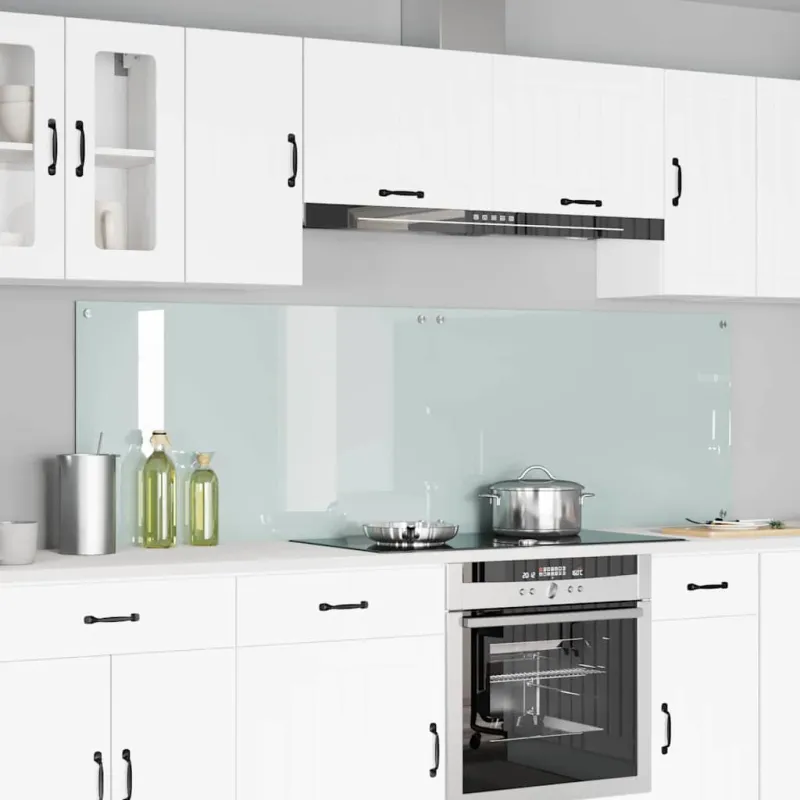 Virtuvės atbraila 2 pcs Balta 100 x 60 cm grūdintas stiklas
