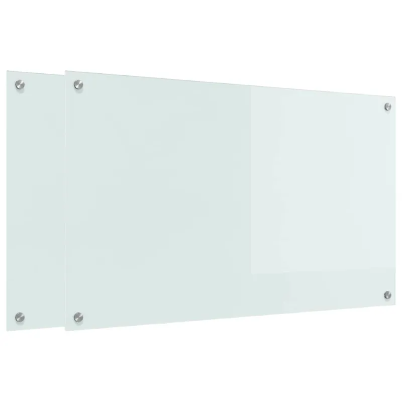 Virtuvės atbraila 2 pcs Balta 100 x 60 cm grūdintas stiklas